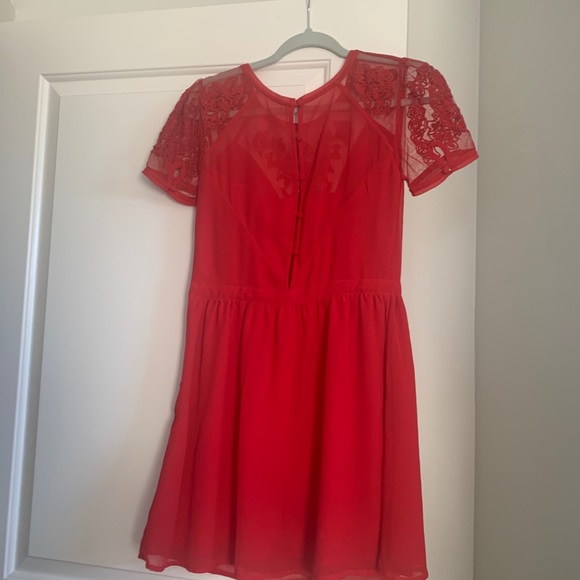 Red Sweetheart Mini Dress w/Lace - Picture 5 of 5